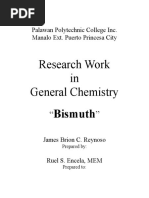 Research Work in General Chemistry: Bismuth