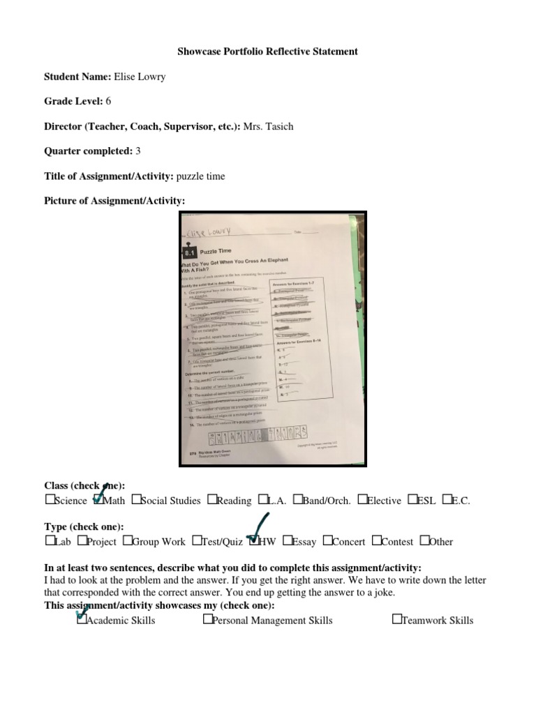 Math Portfolio Reflection | PDF