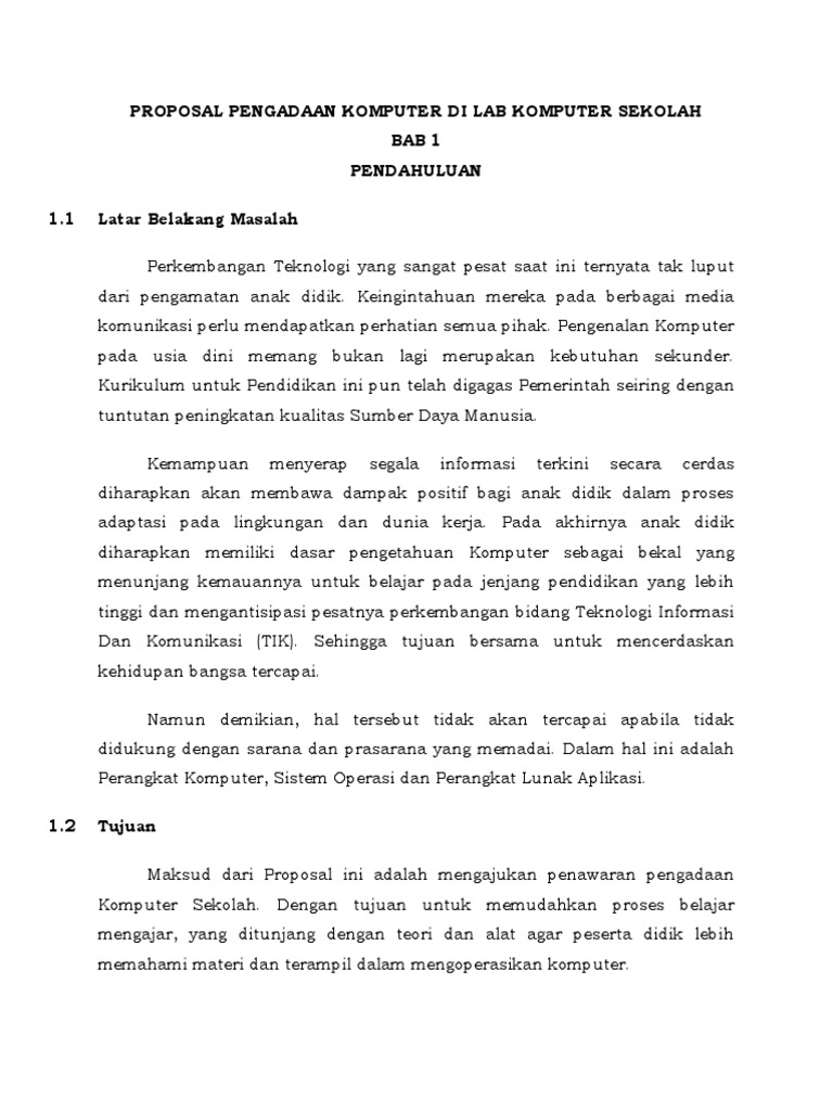 Proposal Pengadaan Komputer Di Lab Kompu | PDF