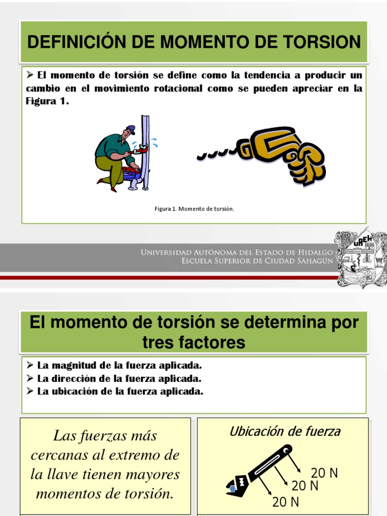 Definición De Momento De Torsion El momento de torsión se define como