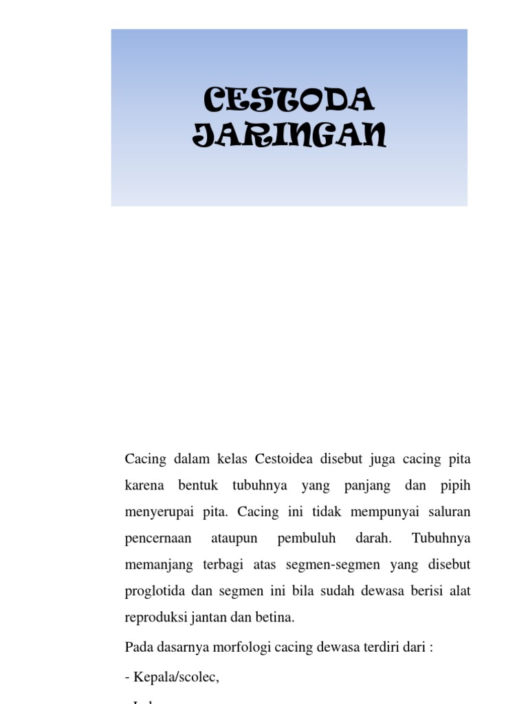 Cestoda - Jaringan PDF | PDF | Griya & Taman | Sains & Matematika