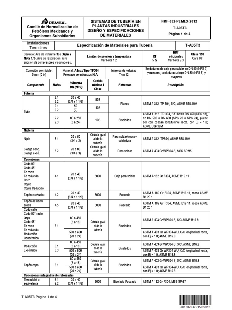 NRF 032 Pemex 2012 - T A05t3 PDF | Descargar gratis PDF | Plomería ...