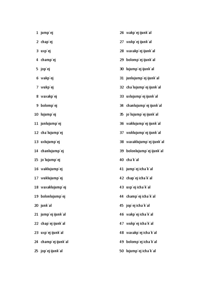 Numeros en Chol | PDF