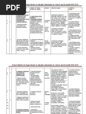 Proiect Didactic De Lunga Durata La Ed T Csa V
