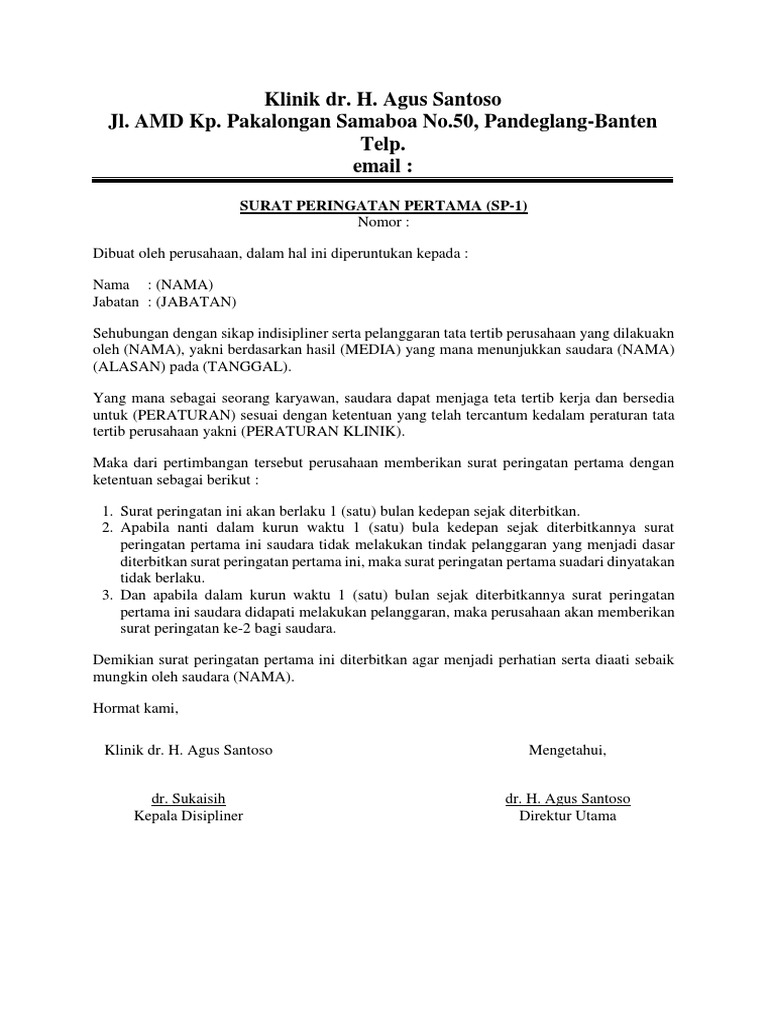 Contoh Surat Peringatan 1 PDF