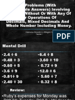 Dividing Decimals, Mixed Numbers and Money Word Problems