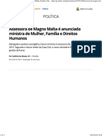 Assessora de Magno Malta É Anunciada Ministra de Mulher, Família e Direitos Humanos