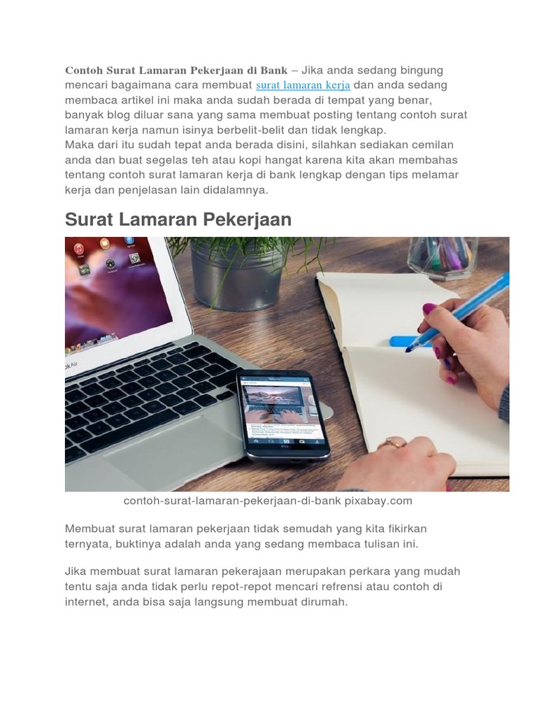 Contoh Surat Lamaran Kerja Di Bank - Simak Gambar Berikut