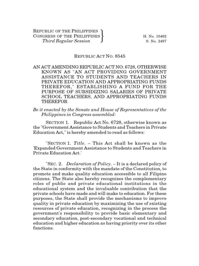 Ra 8545 FVR | PDF | Private School | Vocational Education