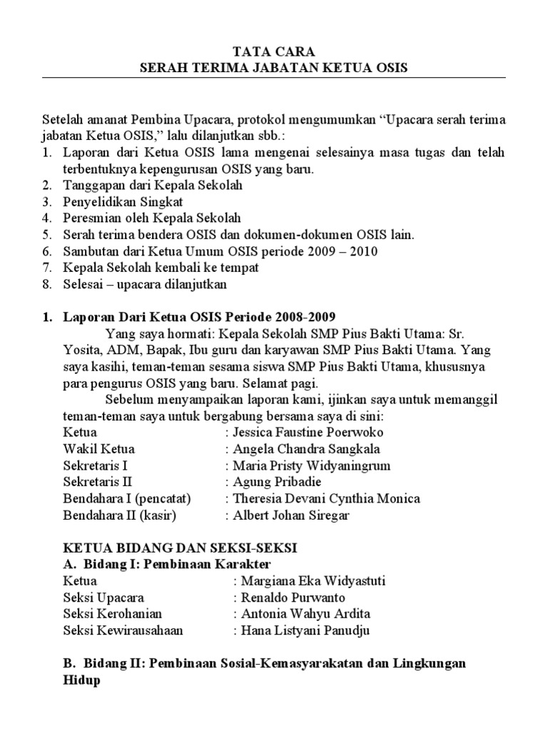 Sertijab Pengurus Osis 2009