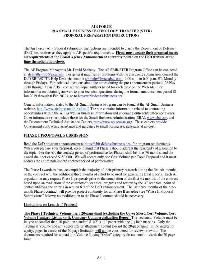 AF STTR Proposal Submission Guidelines | PDF | Situation Awareness ...