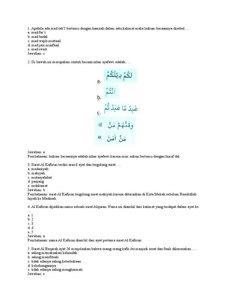 Kumpulan Soal Ujian Semester Ganjil Agama Kelas 12 Semester 1 Umar Dhany