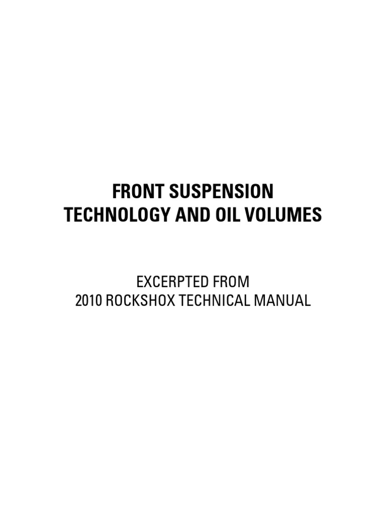 Technical Manual Rockshox Front Fork Oil Chart 2010 PDF Download