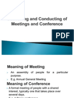 Convening and Conducting of Meetings and Conference