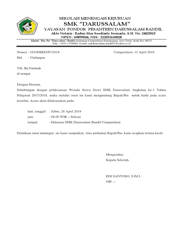 Surat Undangan Purna | PDF