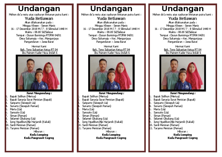 400+ Contoh Undangan Khitanan Turut Mengundang Terbaik Gratis