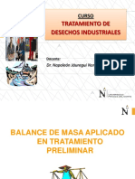 Balance de masa aplicado en tratamiento preliminar de desechos industriales