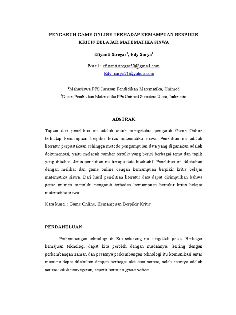 Jurnal Pengaruh Game Online Terhadap Minat Belajar Siswa