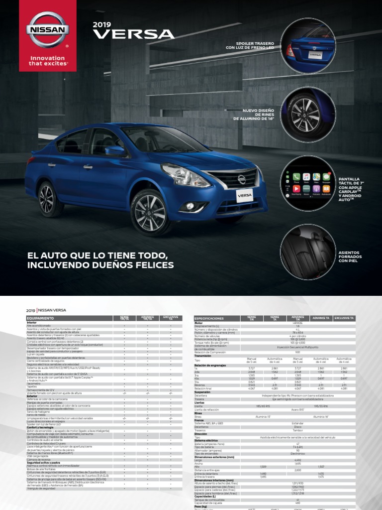 Nissan Versa 2019 | PDF | Transmisión automática | Tecnología de vehículos