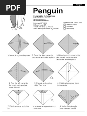 Pingüino En Origami Origami Japanese Art