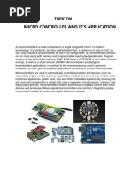 Topic On Micro Controller and It'S Application