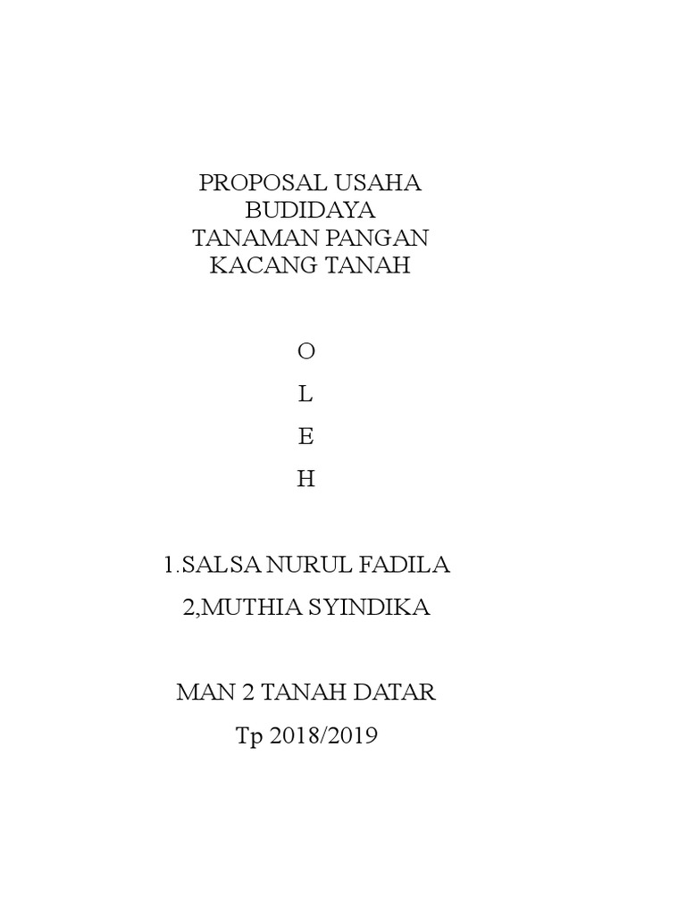 Proposal Usaha Budidaya Tanaman Pangan Kacang Tanah