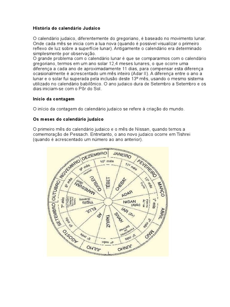 Calendário Judaico | PDF | Calendário hebraico | Ano