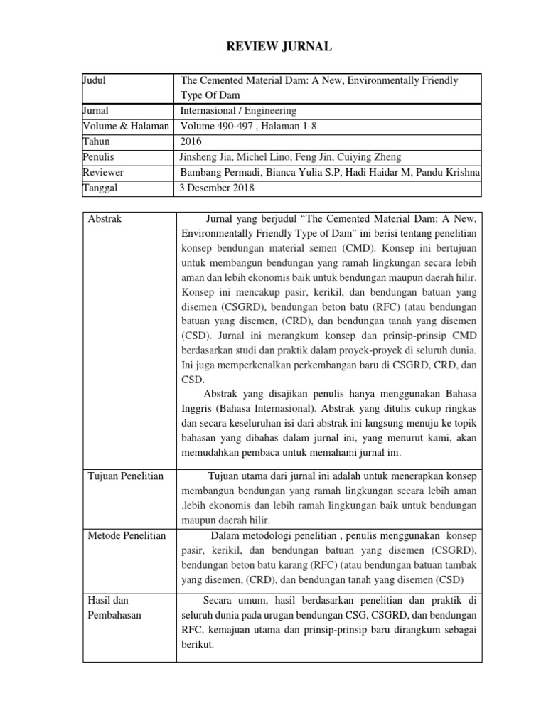 Review Jurnal Bendungan Pdf