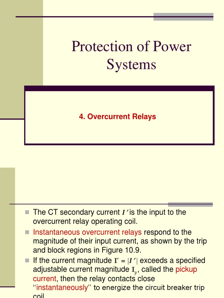 4 Overcurrent Relays Pdf Relay Physics