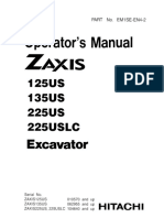 Hitachi ZAXIS 225US, 225USLC Excavator Operator's Manual SN 104640 and Up PDF