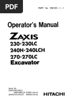 Hitachi Zaxis 230, 230LC, 240H, 240LCH Excavator Operator's Manual SN 010001 and Up PDF