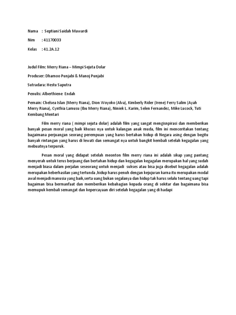 Resume Merry Riana Film | PDF | Pengembangan Diri