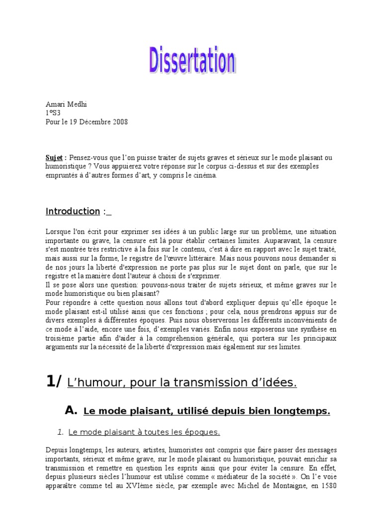 La dissertation- Seconde- Français - Maxicours