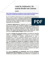 Prevenir La Violencia y La Delincuencia Desde Sus Causas