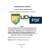 La Evasión Tributaria y El Incumplimiento de Las Obligaciones Tributarias en Contribuyentes de Cuarta Categoría de La Cuidad de Huanuco, 2018