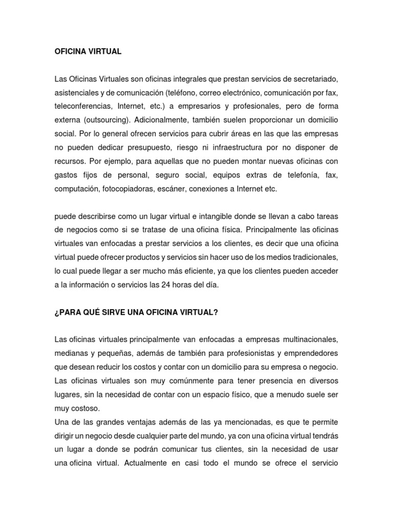 Ventajas de las Oficinas Virtuales | PDF | Internet | Fax