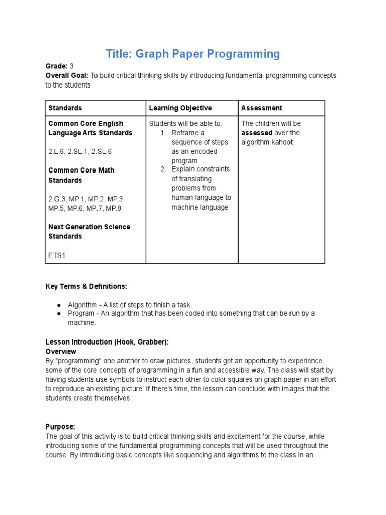 Grade 3 Graph Paper Programming-9 | PDF | Computer Programming | Algorithms