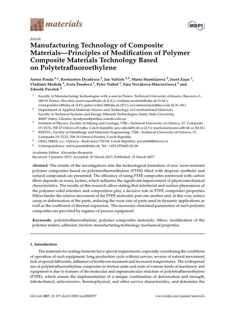 Manufacturing Technology of Composite Materials | PDF | Composite ...