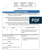 Personal Target: Lesson Plan