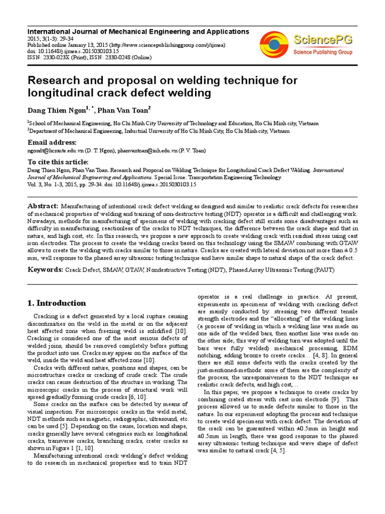 Research and Proposal On Welding Technique For | PDF | Nondestructive ...