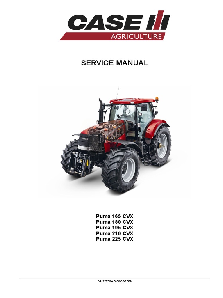 Case Puma 165 180 195 210 225 Cvx Repair Manual Gasoline Kerosene