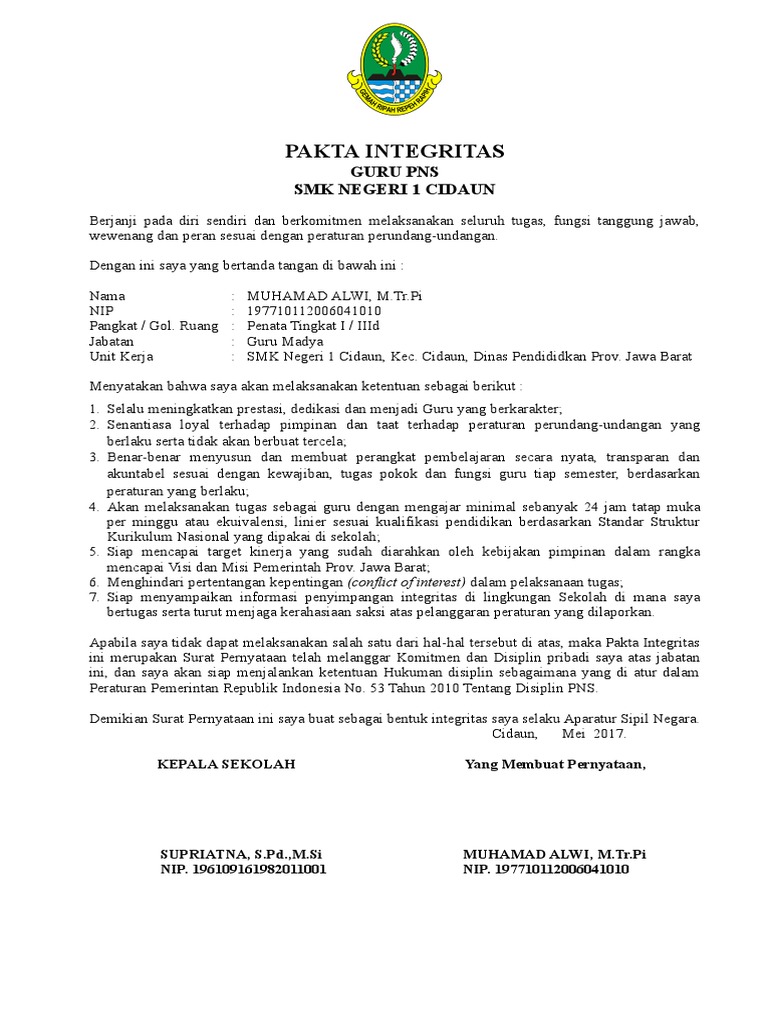 PAKTA INTEGRITAS