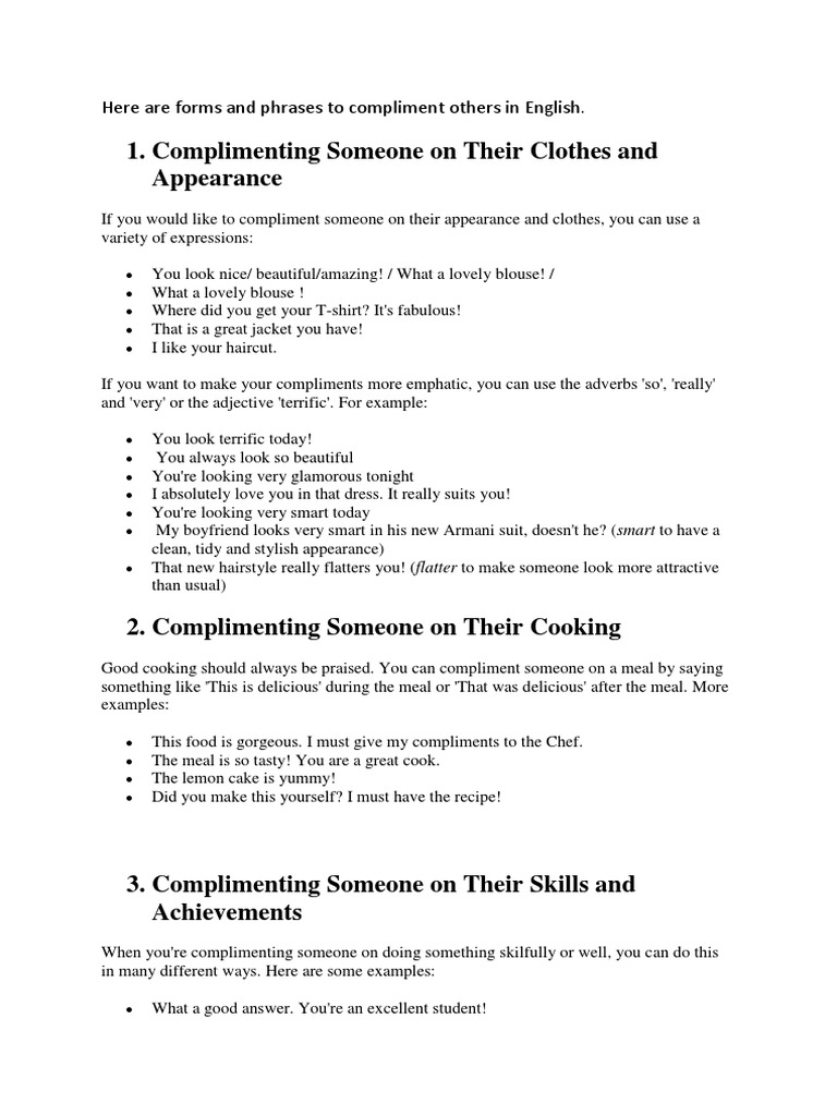 Complimenting Someone On Their Clothes and Appearance: Here Are Forms ...