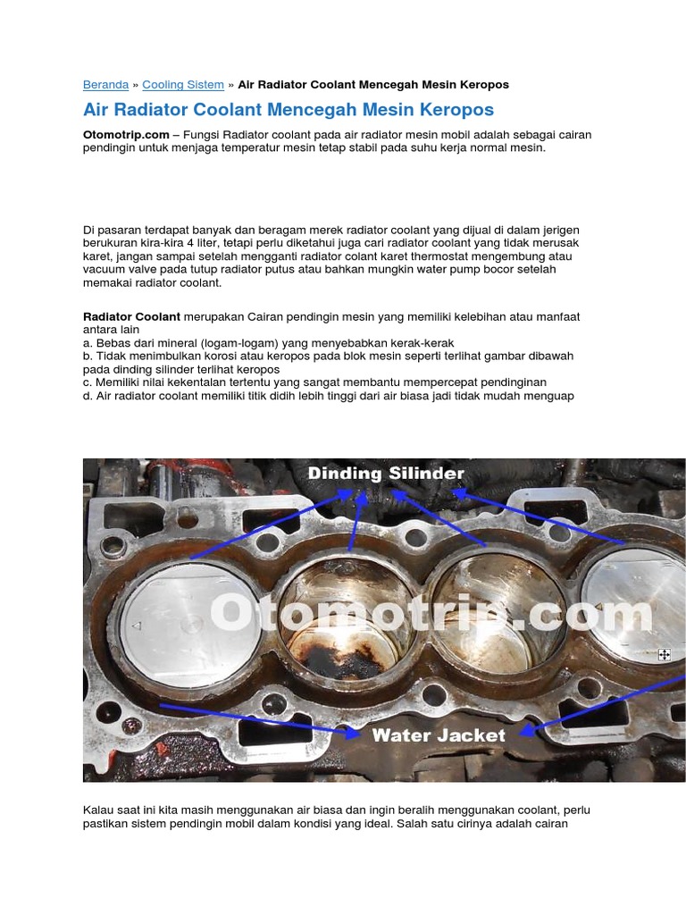 Air Radiator Coolant Mencegah Mesin Keropos Pdf
