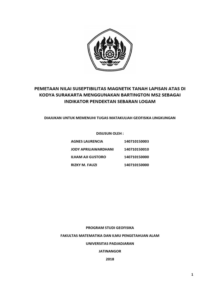 Pemetaan Nilai Suseptibilitas Magnetik Tanah Lapisan Atas Di Kodya ...