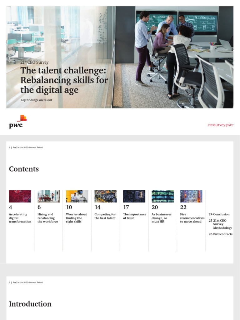 PWC Ceo Survey Talent PDF Pricewaterhouse Coopers Human Resources