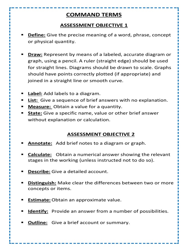 Assessment Command Terms Guide | PDF | Teaching Methods & Materials | Art