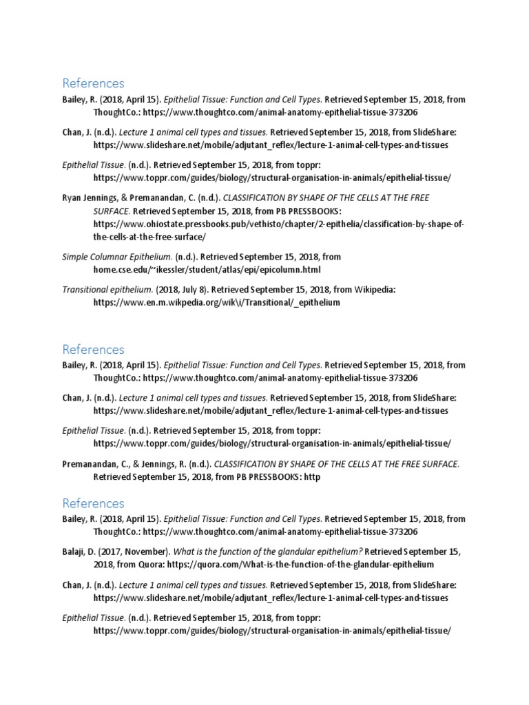 Epithelial Tissue References and Resources | PDF | Epithelium | Tissue ...