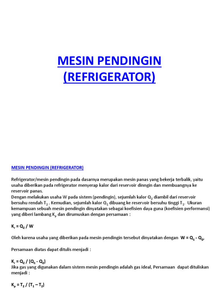 Ac Mesin Pendingin Contoh Soal