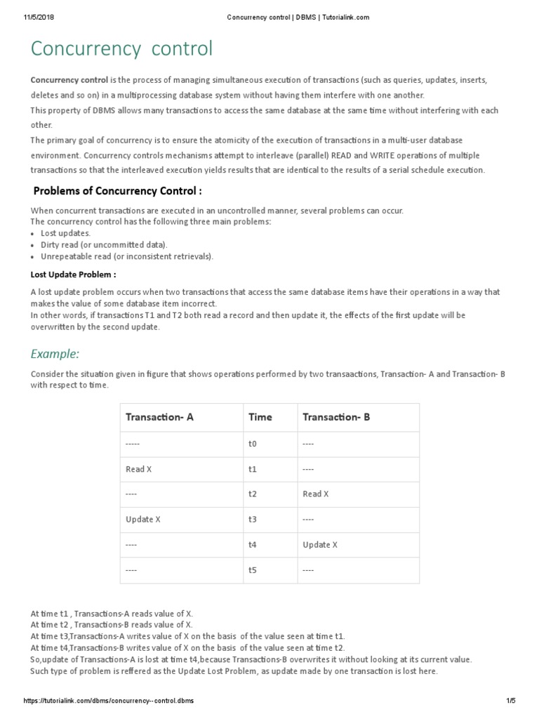 Problems of Concurrency Control | PDF | Concurrent Computing ...